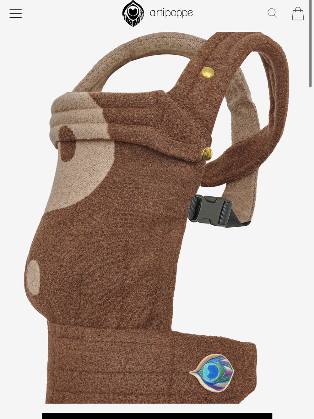 Artipoppe Brown Teddy Kids Carrier - Cozy Plush Design